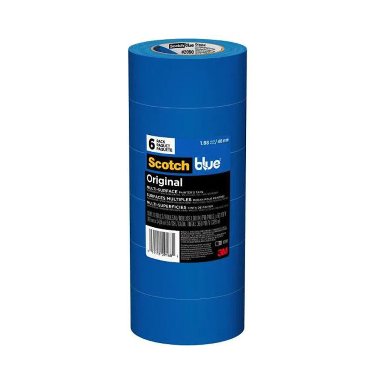 A 6-pack of Go Build Painters Tape, measuring 1.88 in. x 60 yds., features a black and yellow label for clean removal, ideal for any painting project.